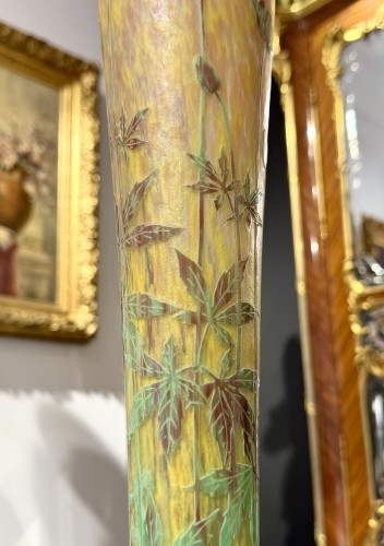 Daum Nancy - important vase à décor de feuilles de chanvre - Art nouveau