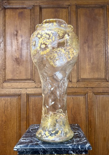 Glass & Crystal  - Emile Gallé - Daisy and Canvas Vase