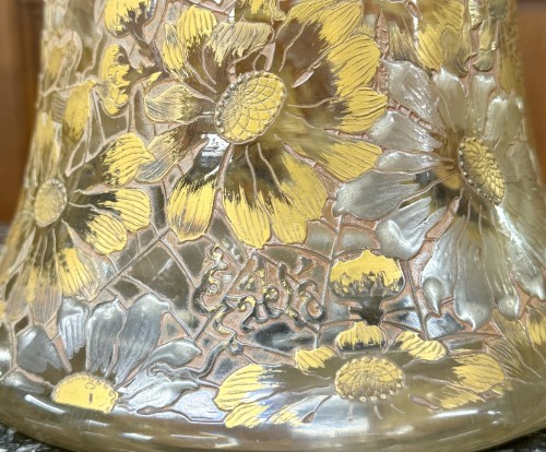 Art nouveau - Emile Gallé - Daisy and Canvas Vase