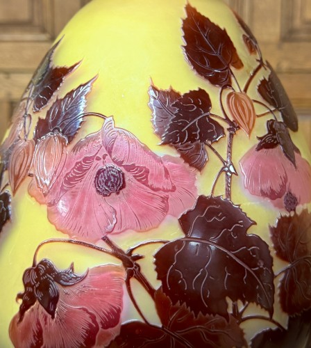 Émile Gallé - Large pear-shaped vase decorated with abutilons - Glass & Crystal Style Art nouveau