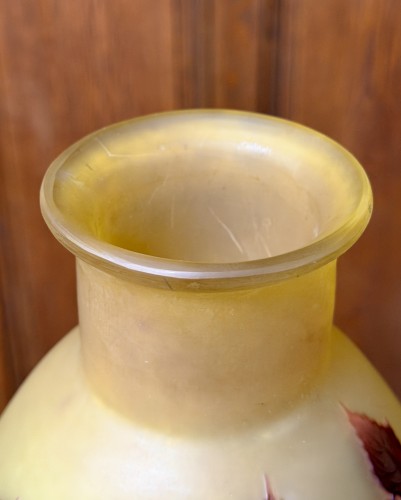 20th century - Émile Gallé - Large pear-shaped vase decorated with abutilons