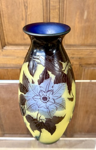 Émile gallé - art nouveau period vase with clematis - 