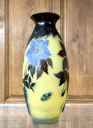 Émile gallé - art nouveau period vase with clematis - Art nouveau