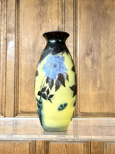 Antiquités - Émile gallé - art nouveau period vase with clematis