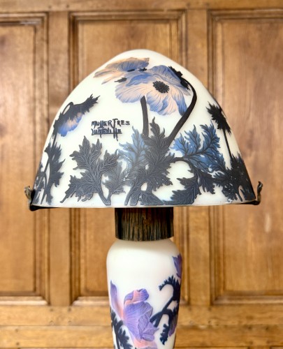 Muller frères a lunéville - lamp with anemone decoration art nouveau period - Glass & Crystal Style Art nouveau