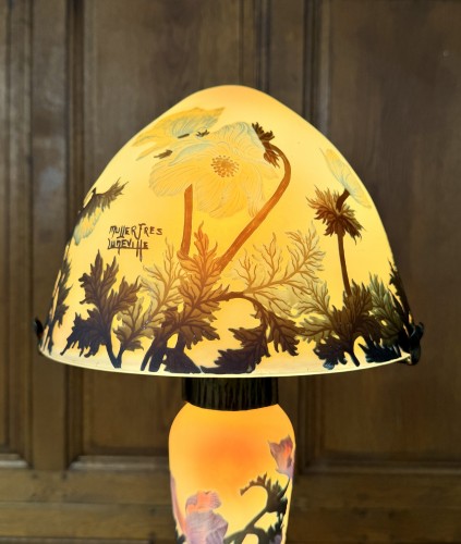 Antiquités - Muller frères a lunéville - lamp with anemone decoration art nouveau period