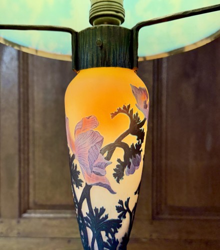 Antiquités - Muller frères a lunéville - lamp with anemone decoration art nouveau period