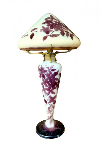 Émile Gallé - mushroom-shaped lamp with clematis decor