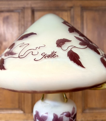 Émile Gallé - Lampe champignon à décor de clématites - Marius Simon Antiquités