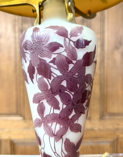 Émile Gallé - Lampe champignon à décor de clématites - Art nouveau