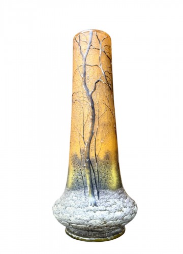 Daum Nancy - Vase with a snow-covered landscape design