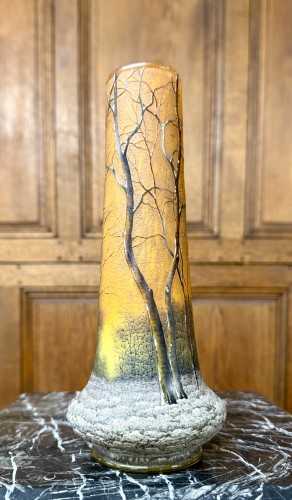 Daum Nancy - Vase with a snow-covered landscape design - Glass & Crystal Style Art nouveau