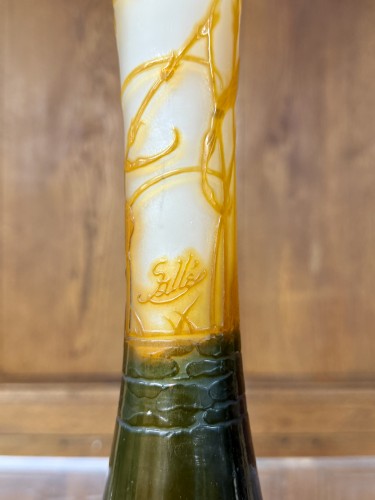 Verrerie, Cristallerie  - Émile Gallé - Vase de forme diabolo