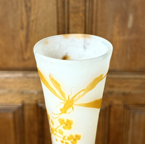 Antiquités - Émile Gallé - Vase de forme diabolo