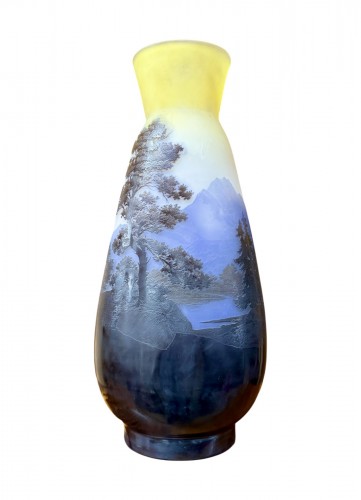 Émile Gallé - important vase with a landscape motif from the vosges