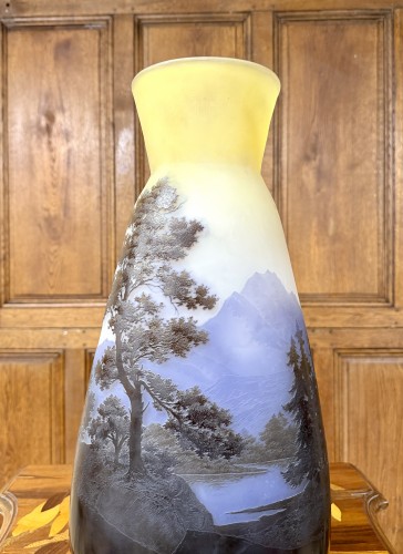 20th century - Émile Gallé - important vase with a landscape motif from the vosges