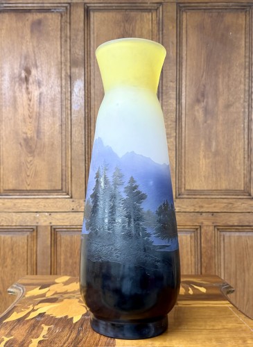 Antiquités - Émile Gallé - important vase with a landscape motif from the vosges