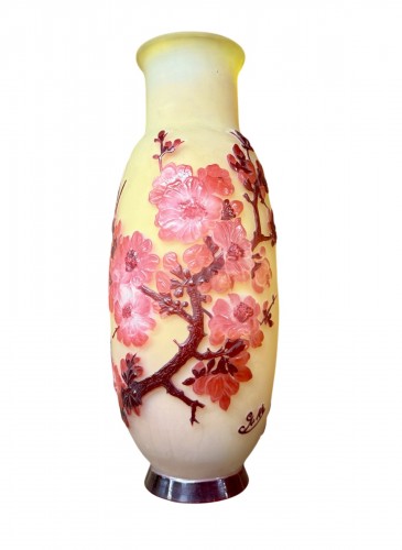 Émile Gallé - blown, molded vase with apple blossom decor