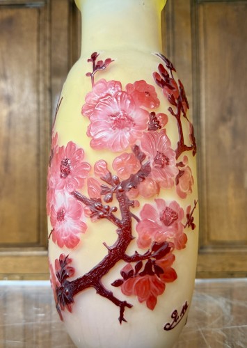 Glass & Crystal  - Émile Gallé - blown, molded vase with apple blossom decor