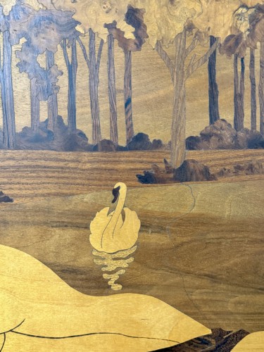 Art nouveau - Miroir Art Nouveau en marqueterie par La Ruche, 1911, Maurice et Edmond Alet
