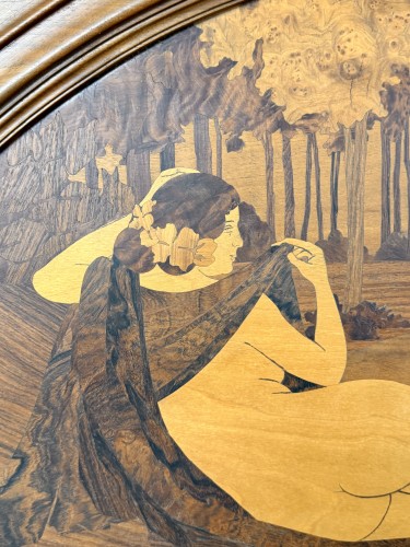 Antiquités - Miroir Art Nouveau en marqueterie par La Ruche, 1911, Maurice et Edmond Alet