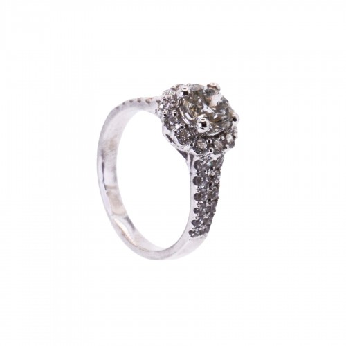 Gold Solitaire Ring Set with Diamonds