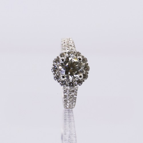 Gold Solitaire Ring Set with Diamonds - Antique Jewellery Style 