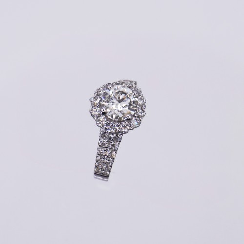 Gold Solitaire Ring Set with Diamonds - 