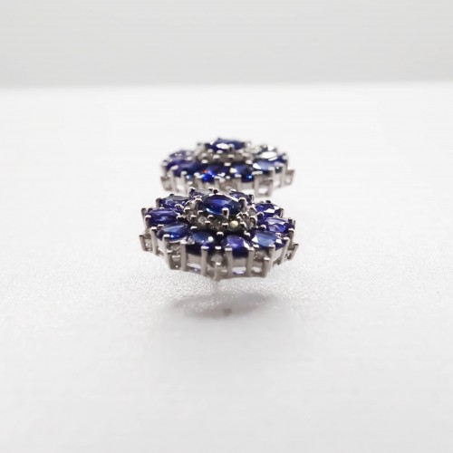 White gold, sapphire and diamond earrings - Antique Jewellery Style 