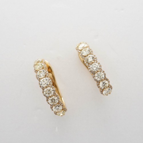 20th century - Gold and yellow daffodil diamonds earring set