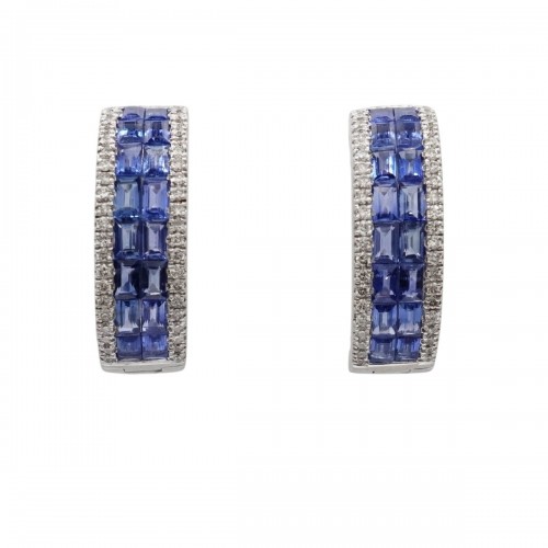 Boucles d'oreilles en or, saphirs et diamants