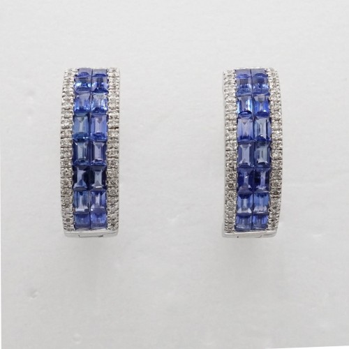 Gold, Sapphires and diamonds earrings - Antique Jewellery Style 