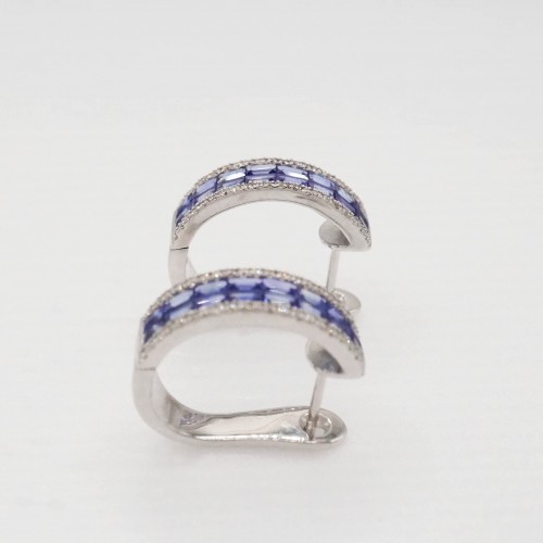 Gold, Sapphires and diamonds earrings - 