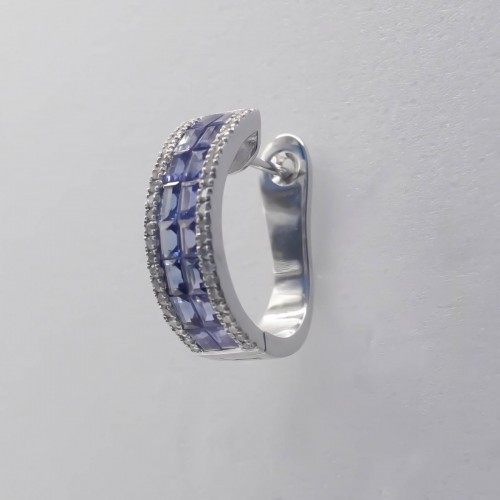 20th century - Gold, Sapphires and diamonds earrings