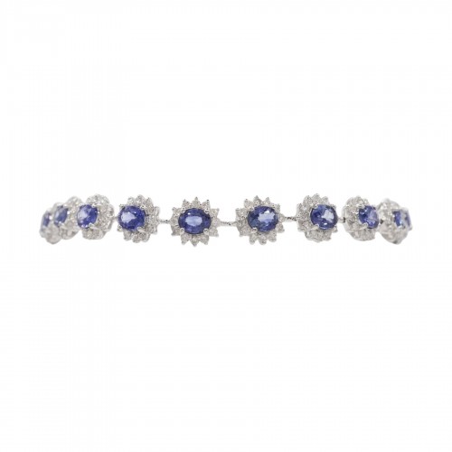 Bracelet en or gris, saphirs et Diamants