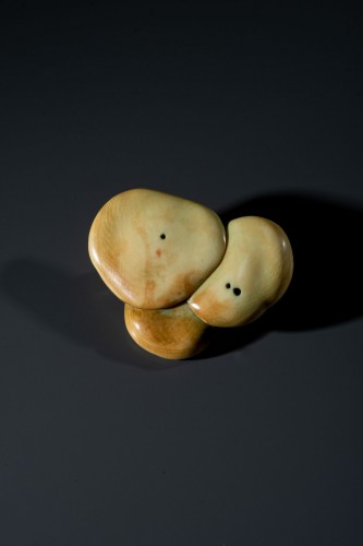 19th century - A Japanese group of three mushrooms Netsuke