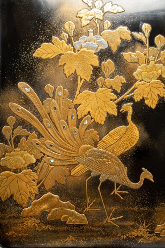 Suzuribako - Pair of peacocks - Asian Works of Art Style 