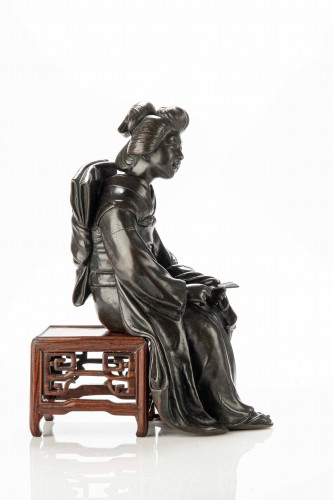 Asian Works of Art  - A Tokyo School Bronze Depicting A Sitting Geisha