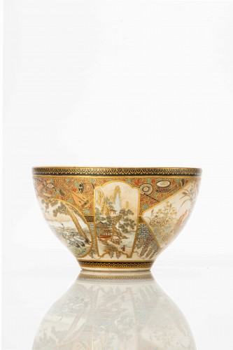 Bol en céramique Satsuma à décor d'émaux polychromes et d'or - 