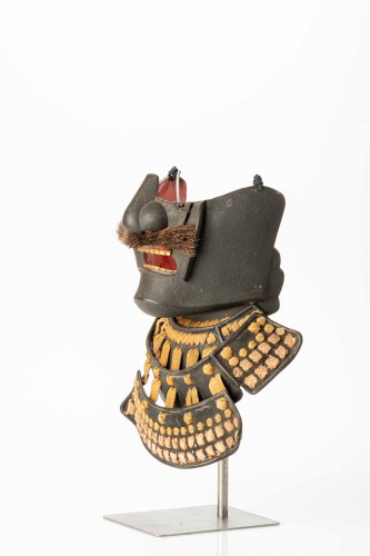 Asian Works of Art  - A Japanese Samurai ressei menpo mask, edo period