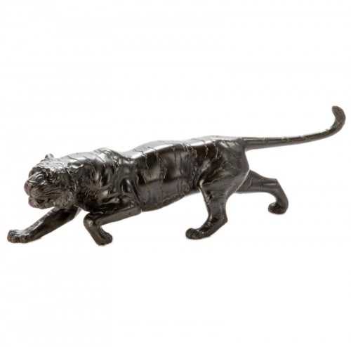 A Japanese Bronze Okimono Depicting The Study Of A Tiger