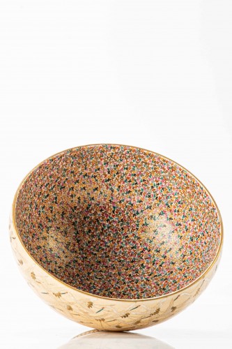 19th century - Japanese Satsuma Ceramic Bowl Adorned With Relief Glazes And Gold Details 