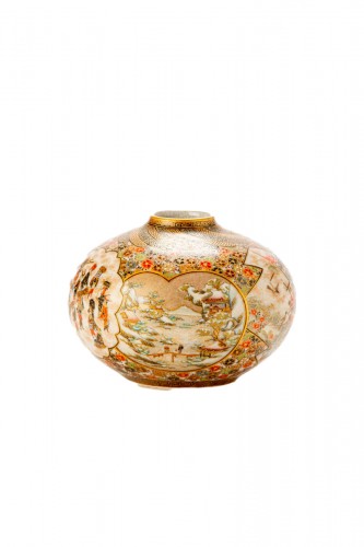 A Satsuma Ceramic Vase With A Globular Body
