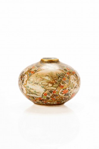 Asian Works of Art  - A Satsuma Ceramic Vase With A Globular Body