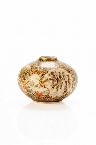 A Satsuma Ceramic Vase With A Globular Body - 