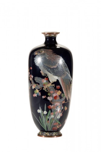 A Cloisonné Vase Depicting An Eagle On A Matsu Pine Branch 