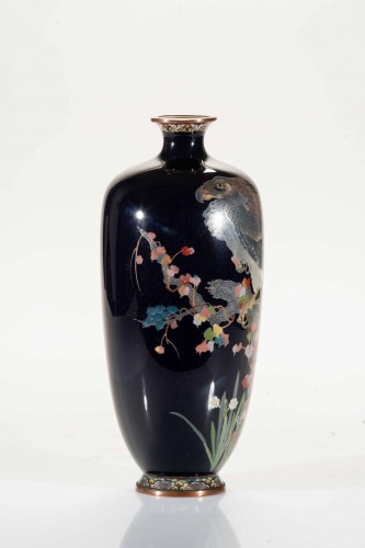 A Cloisonné Vase Depicting An Eagle On A Matsu Pine Branch  - 