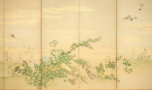 A Six-panel Naturalistic Folding Screen - Asian Works of Art Style 
