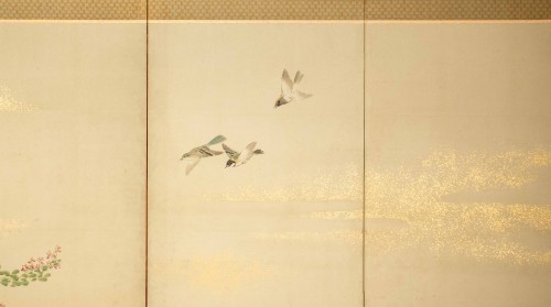 19th century - A Six-panel Naturalistic Folding Screen
