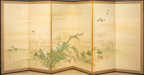 A Six-panel Naturalistic Folding Screen - 